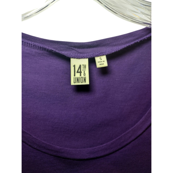 14th & Union Womens Pullover Cap Short Sleeve Scoop neck Tee Shirt Small Purple - Picture 12 of 12